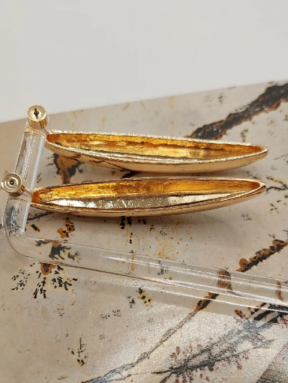 1990's Goldtone Curved Hoop Pierced Earrings - Women Jewelry - Picture 2 of 10